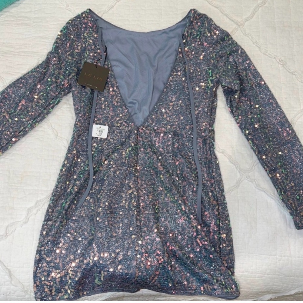 Le Lis Sequin Mini Dress in Blue and Pink